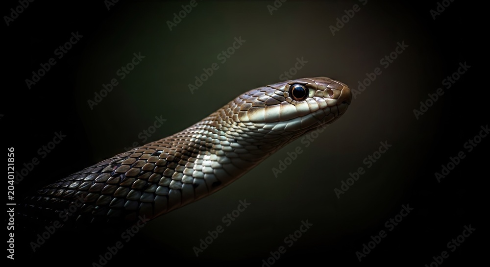 Obraz premium Close up of a snake with detailed scales dark background wildlife imagery