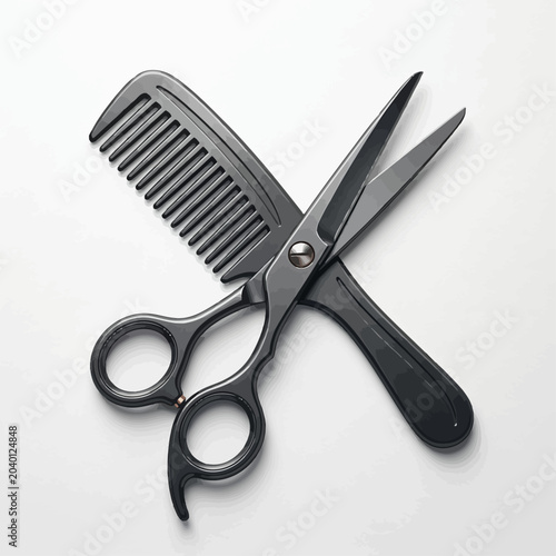 Hair cutting tools on a clean surface for styling purposes