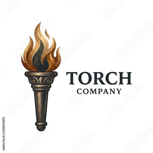 The torch company logo features a torch with flames on a white background