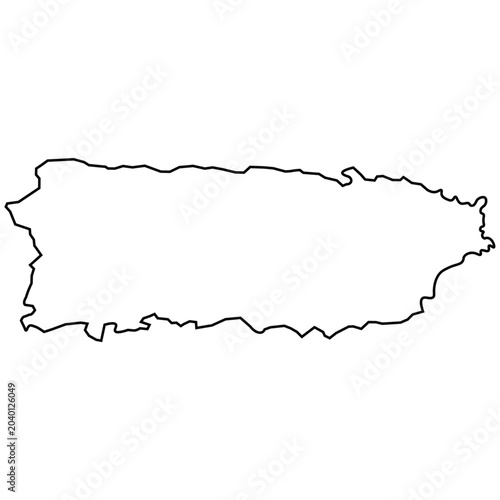 Puerto Rico Map Outline Vector - Minimalist Black Linear Caribbean Island Boundary
