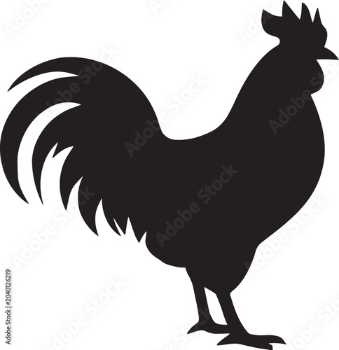 Obraz na płótnie Rooster Silhouette on White Background