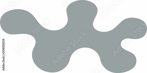 Tableau sur toile Gray Three lobed Organic Shape Flat Vector Silhouette On White Background