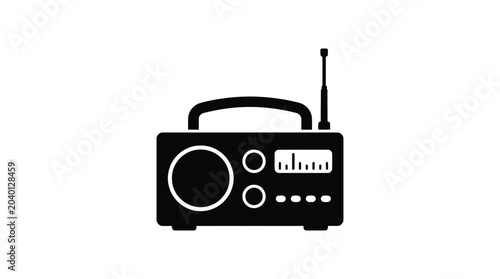 Quadro su tela Portable Radio Silhouette A Black Shape Against White Background