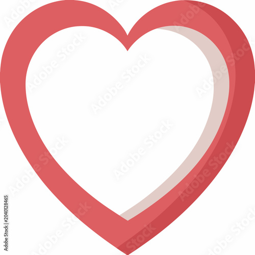 Foto Red heart icon with layered outline and transparent background