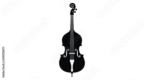 Bild auf Leinwand Double Bass Instrument Silhouette In Black And White