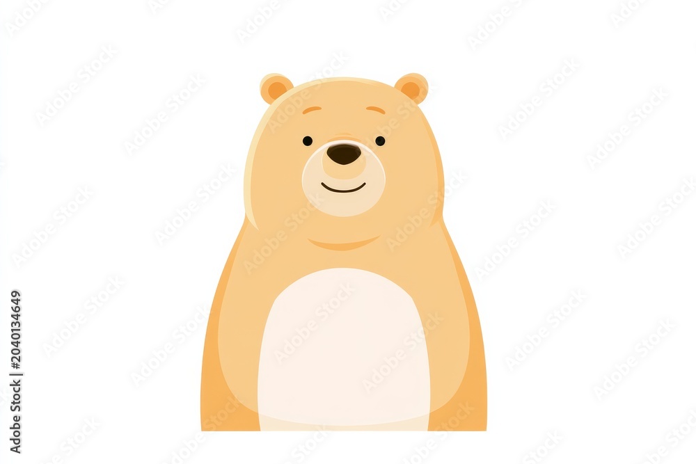 Obraz premium Cute brown bear standing and smiling with a simple background in a cartoon style design during daytime