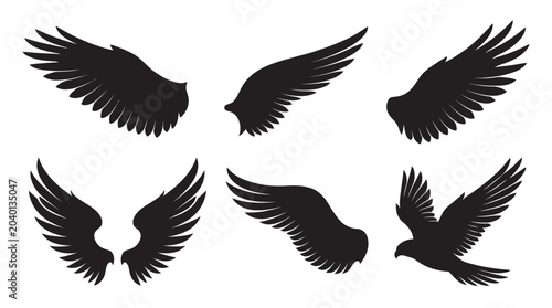 Foto Collection Of Black Wing Silhouettes A Graphic Design Element Silhouette