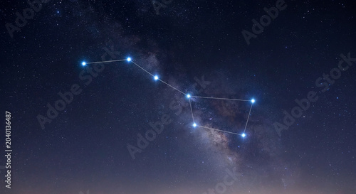 Orion constellation in the night sky with milky way