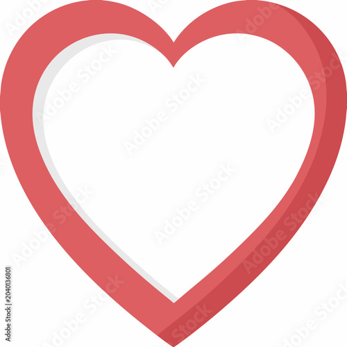 Konstfotografi Red heart icon with white fill and outline flat vector graphic