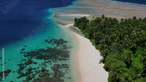 Aerial view of tropical Eneko island, Marshall Islands 