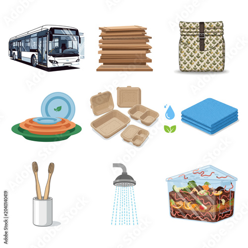 Slika na platnu Everyday eco-friendly essentials showcasing sustainable alternatives for a green