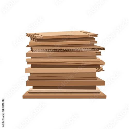 Cuadro en lienzo Stacked pile of diverse brown cardboard boxes, sheets, and cartons, symbolizing