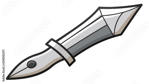 Stylized fountain pen nib shaped like a sharp metal dagger on a clean white background for creative writing and literature concepts