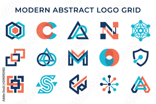 Modern abstract logo grid collection