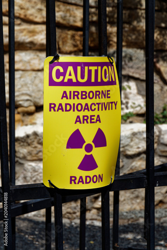 Caution: Airborne Radon Radioactivity Area Warning Sign