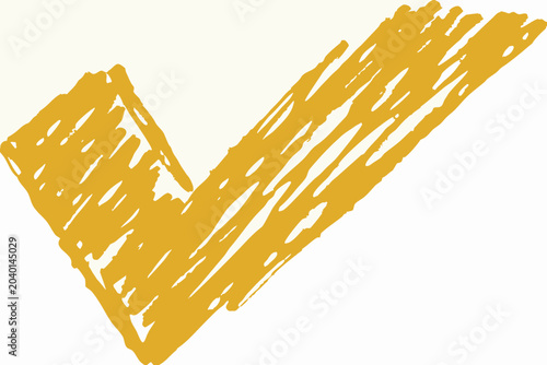 Canvas Print Yellow Scribble Check Mark Textured Brushstroke Vector Illustration
