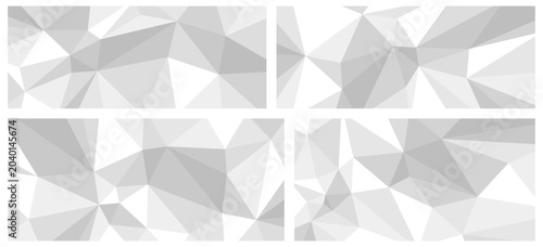 Foto Crystal structure vector abstract low poly background set, 3D polygonal surface, dimensional minimal structure origami look like, light monochrome fractal abstraction