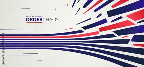 Vászonkép Chaos and order vector concept abstract background with lines explosion to debris in decay, 3D wallpaper with perspective lines going to chaos of destruction