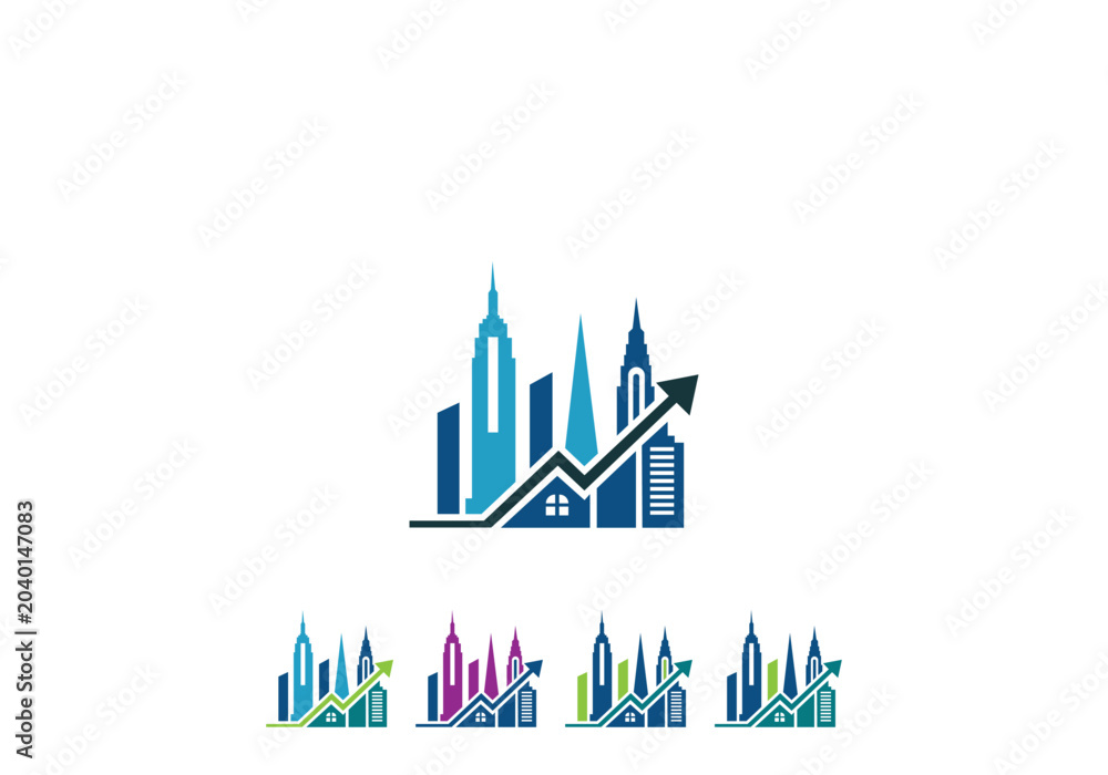Fototapeta premium Real Estate Building Logo, City Buildings property house icon vector editable design