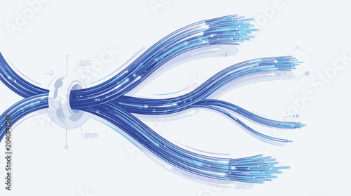 Blue Ethernet Cables Connected Together.