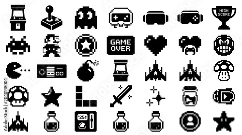 Collection of video game icons.