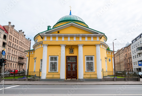 St. Alexander Nevsky Church located in Riga, Latvia. Historic Eastern Orthodox church, cultural heritage in the Latvian capital.