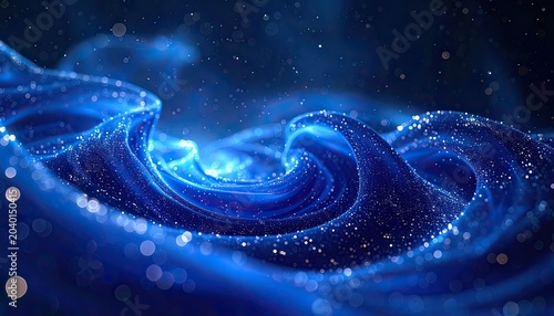Abstract Blue Waves with Sparkling Particles