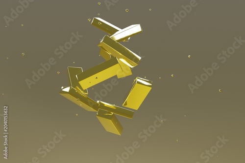 Fotografie Cascading gold bullion bars suspended in weightless motion