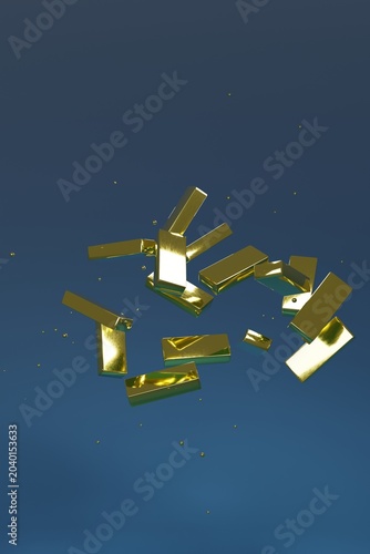 фотографія Cascading gold bullion bars suspended in deep indigo space