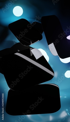 Canvastavla Glossy obsidian slabs tumbling through a luminous blue void