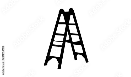 Aluminum Folding Ladder Open Standing Position Vector Illustration Isolated on White Background