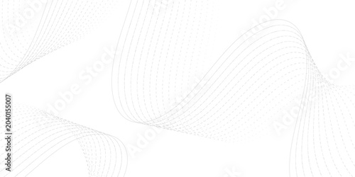 Billede på lærred Abstract white wave pattern with gradient dots on white background, dots twisted