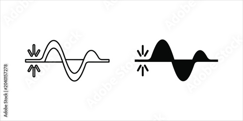 Schilderij op canvas Black and white line of a sine wave and a filled waveform