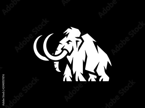 Bild auf Leinwand Woolly mammoth mascot logo design with sharp geometric lines vector