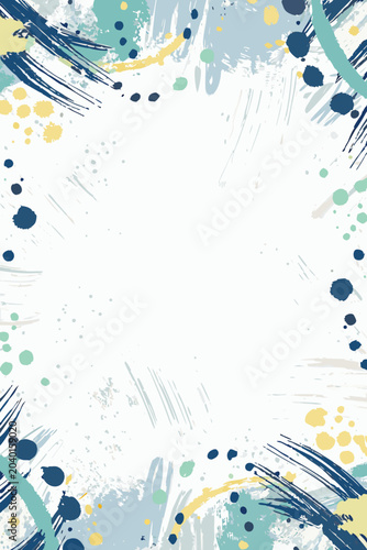 Valokuva Paint splash frame with abstract brushstrokes and dots watercolor style