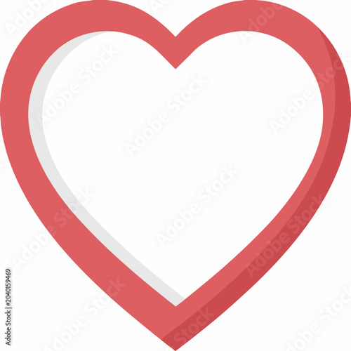 Photos Red Heart Icon With White Fill And Outline Minimalist Style