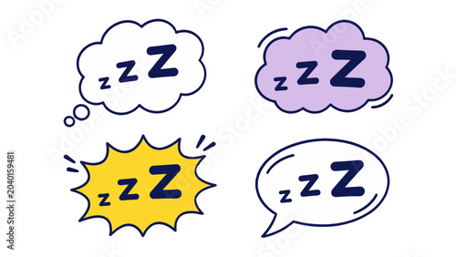 Cuadro en lienzo Cartoon sleep symbols with z letters in comic speech bubbles