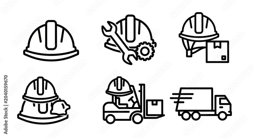 Naklejka premium Construction and Logistics Icons Set.