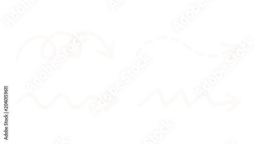 Canvastavla Set of hand drawn pink arrows with wavy and dashed lines