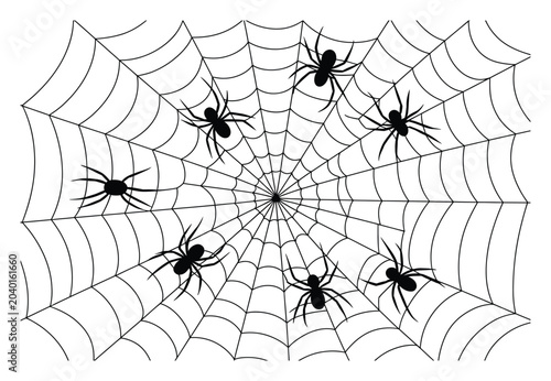 Quadro su tela Spiders on a web: a spooky halloween