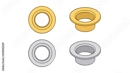 Bild auf Leinwand Metal eyelet grommet ring set in gold and silver vector