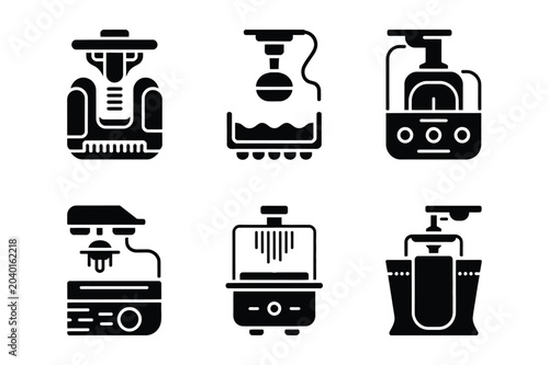 Obraz na płótnie Six modern icons representing laboratory equipment scientific instruments indust