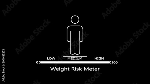 Weight risk meter with human silhouette on black background