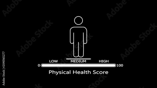 Physical health score indicator with human on black background