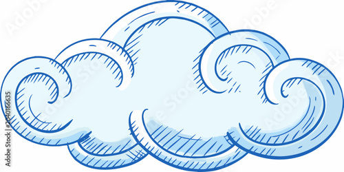 Foto Blue cloud illustration hand drawn style with a whimsical feel