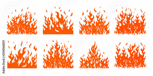 Fotografi Orange Flame Shapes Collection Vector Illustration blaze