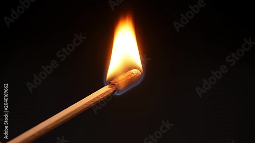 Burning Match, Fire Flame, Ignition, Light Source, Spark, Heat, Energy, Dark Background