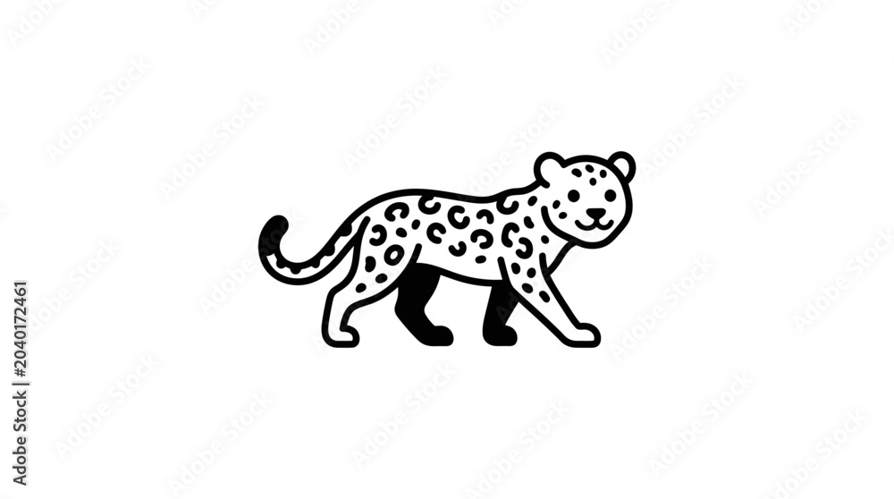 Fototapeta premium Black and white leopard walking slowly.