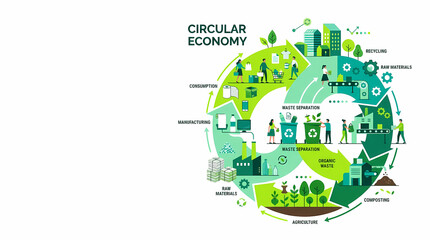 Eco-friendly Globe Illustration with Circular Economy Concept