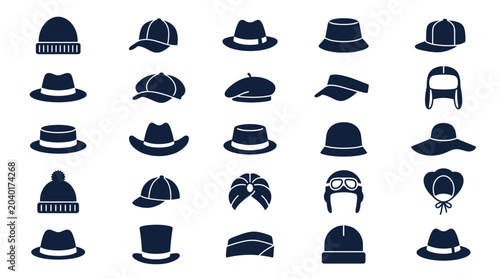 Collection of various hat styles.